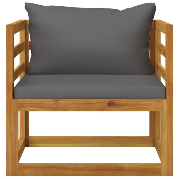 vidaXL Garden Chair with Dark Grey Cushions Solid Acacia Wood