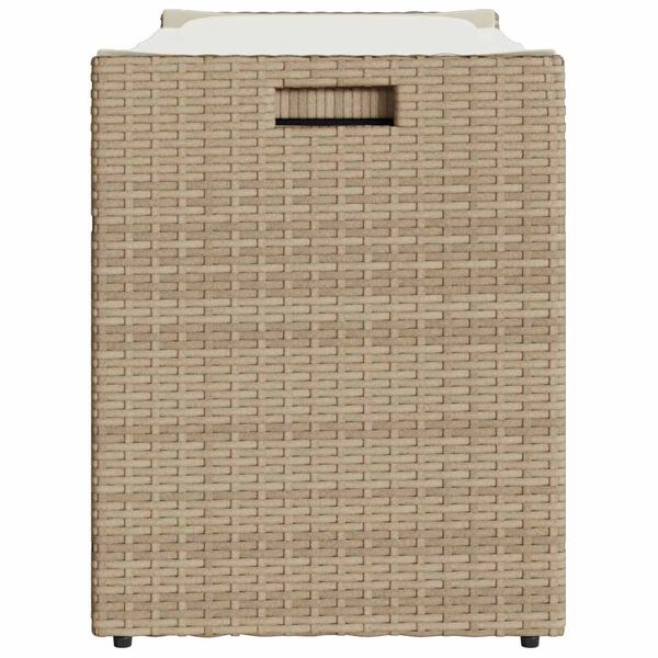vidaXL Outdoor Storage Bench with Cushion Beige 100 cm Poly Rattan