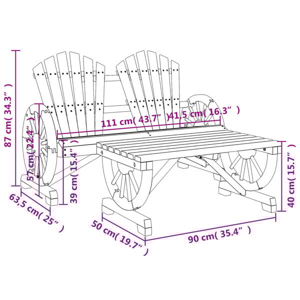 vidaXL 2 Piece Garden Lounge Set Solid Wood Fir