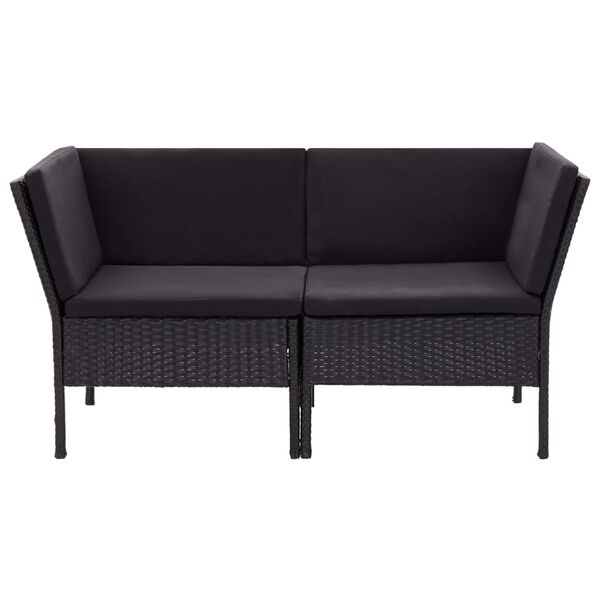 vidaXL 8 Piece Garden Lounge Set with Cushions Poly Rattan Black