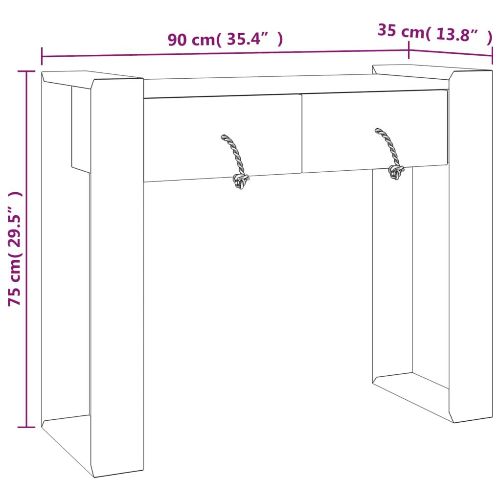 vidaXL Console Table 90x35x75 cm Solid Teak Wood