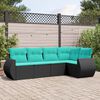 vidaXL 5 Piece Garden Sofa Set with Cushions Black Poly Rattan