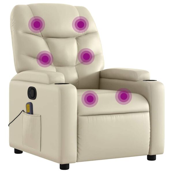 vidaXL Massage Recliner Chair Cream Faux Leather