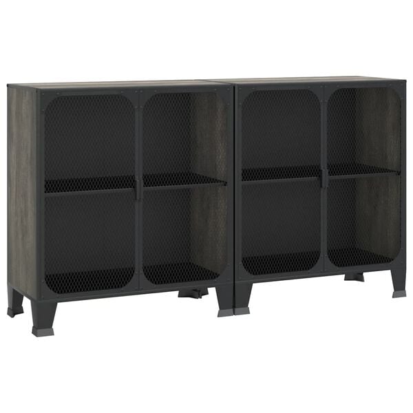vidaXL Storage Cabinets 2 pcs Grey 72x36x82 cm Metal and MDF