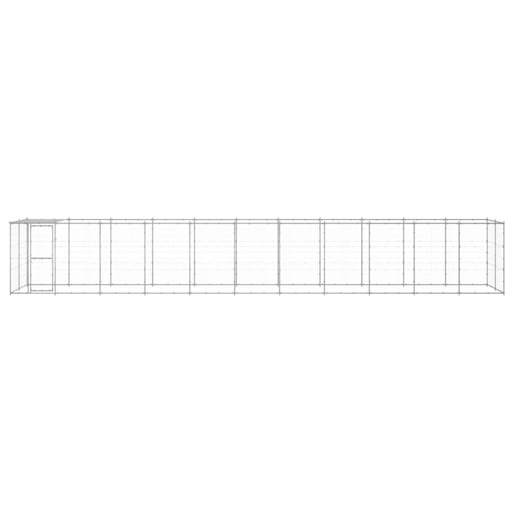 vidaXL Outdoor Dog Kennel Galvanised Steel with Roof 26.62 m²