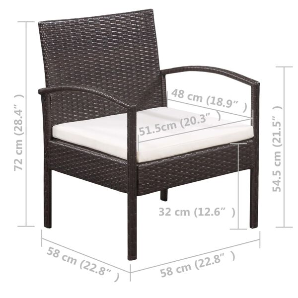 vidaXL 5 Piece Garden Lounge Set with Cushions Poly Rattan Brown