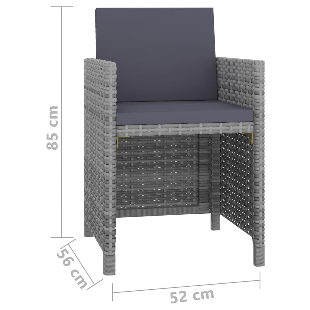 vidaXL 5 Piece Outdoor Dining Set with Cushions Poly Rattan Grey