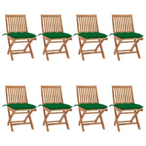vidaXL Folding Garden Chairs with Cushions 8 pcs Solid Teak Wood