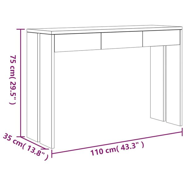 vidaXL Console Table 110x35x75 cm Solid Teak Wood