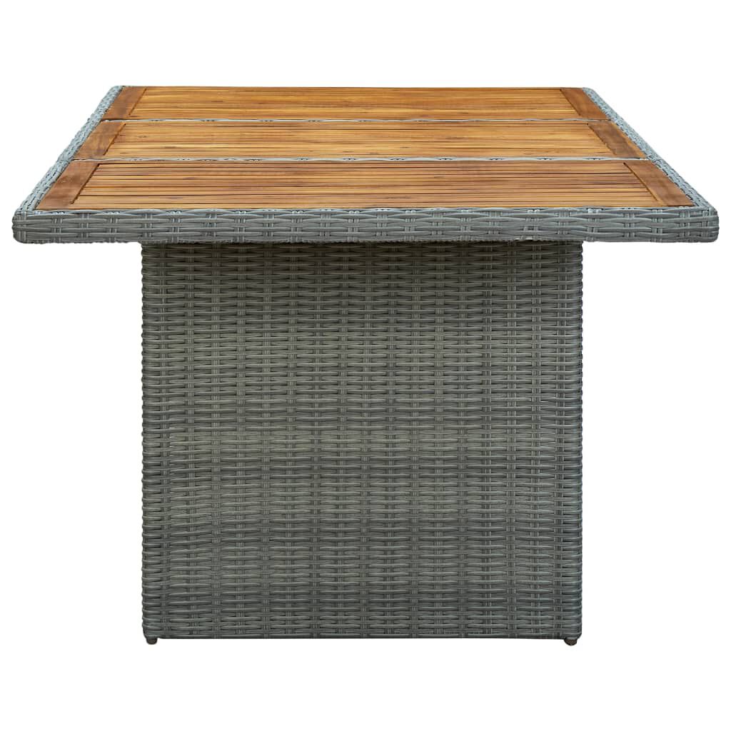 vidaXL Garden Table Light Grey Poly Rattan and Solid Acacia Wood