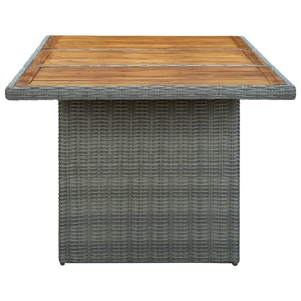 vidaXL Garden Table Light Grey Poly Rattan and Solid Acacia Wood