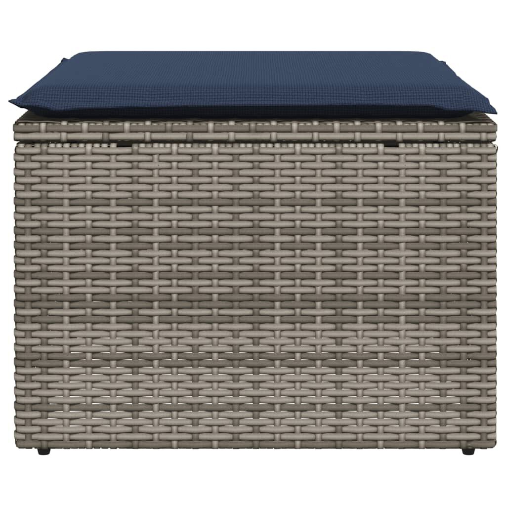vidaXL Garden Stool with Cushion Grey 55x55x37 cm Poly Rattan