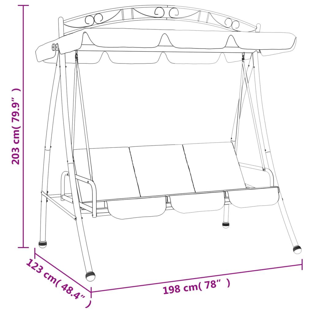 vidaXL Garden Swing Bench with Canopy Green 198 cm Fabric and Steel