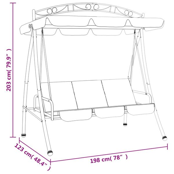 vidaXL Garden Swing Bench with Canopy Green 198 cm Fabric and Steel
