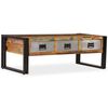 vidaXL Coffee Table with 3 Drawers Solid Reclaimed Wood 100x50x35 cm