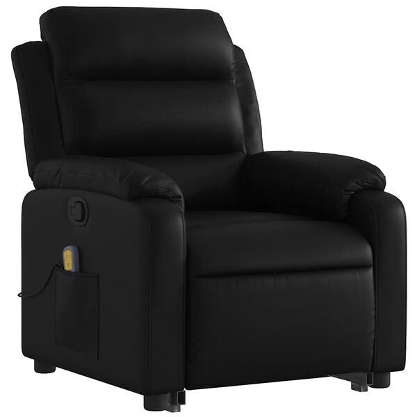 vidaXL Stand up Massage Recliner Chair Black Faux Leather