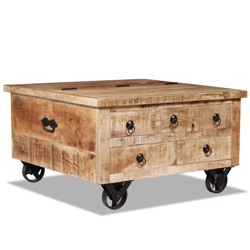 vidaXL Coffee Table Rough Mango Wood 70x70x40 cm