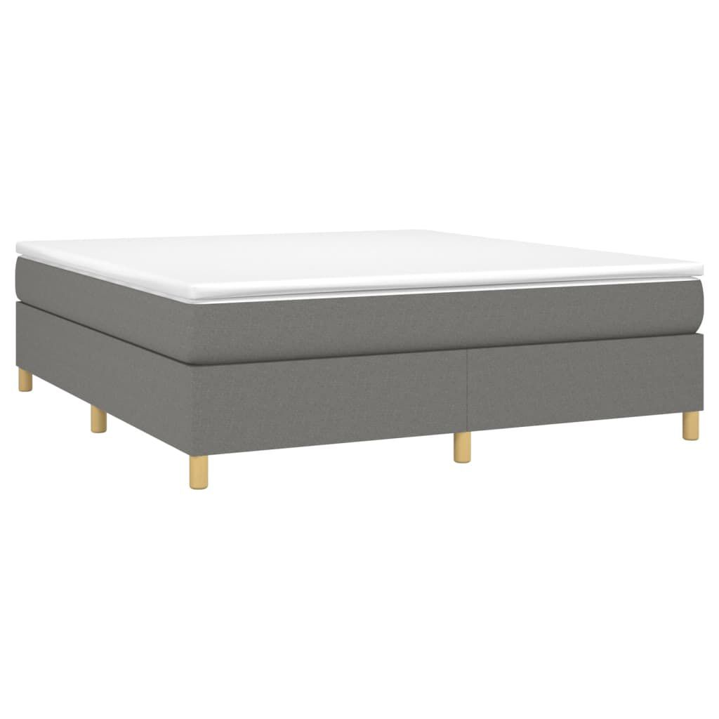 vidaXL Box Spring Bed with Mattress Dark Grey 193x203 cm King Fabric