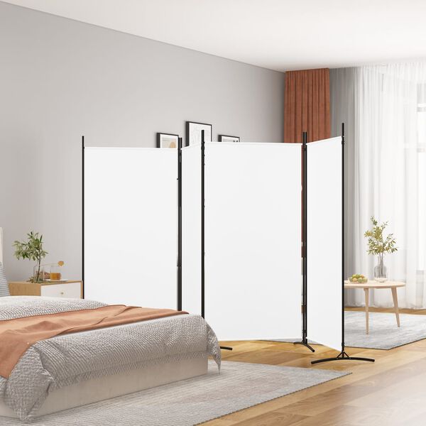 vidaXL 4-Panel Room Divider White 346x180 cm Fabric