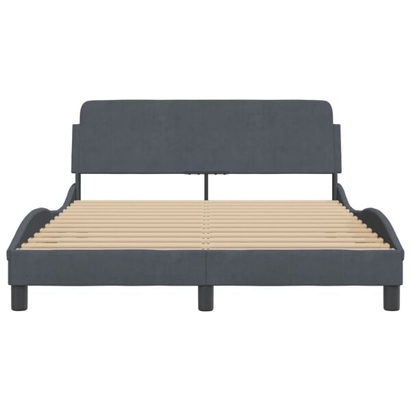 vidaXL Bed Frame "Dover" Dark Grey 137x190 cm Double Velvet