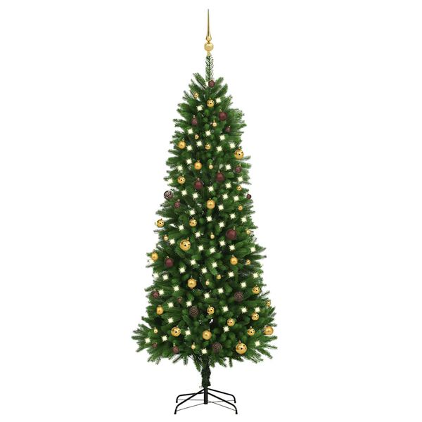 vidaXL Artificial Pre-lit Christmas Tree with Ball Set 240 cm Green