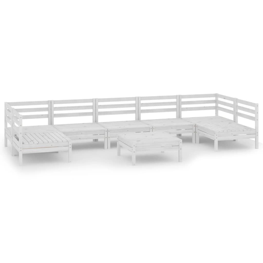 vidaXL 8 Piece Garden Lounge Set White Solid Wood Pine