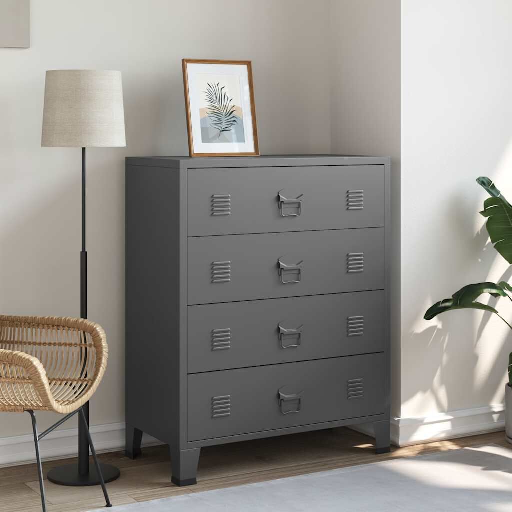 vidaXL Industrial Drawer Cabinet Anthracite 78x40x93 cm Metal