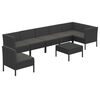 vidaXL 8 Piece Garden Lounge Set with Cushions Poly Rattan Black