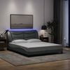vidaXL Bed Frame with LED without Mattress "Hvar" Light Grey 152x203 cm Fabric