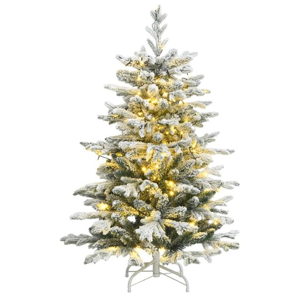vidaXL Artificial Hinged Christmas Tree 150 LEDs & Flocked Snow 150 cm