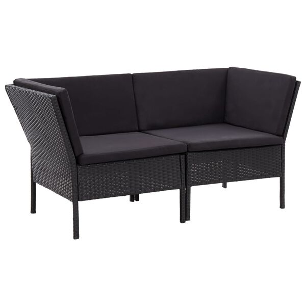 vidaXL 8 Piece Garden Lounge Set with Cushions Poly Rattan Black