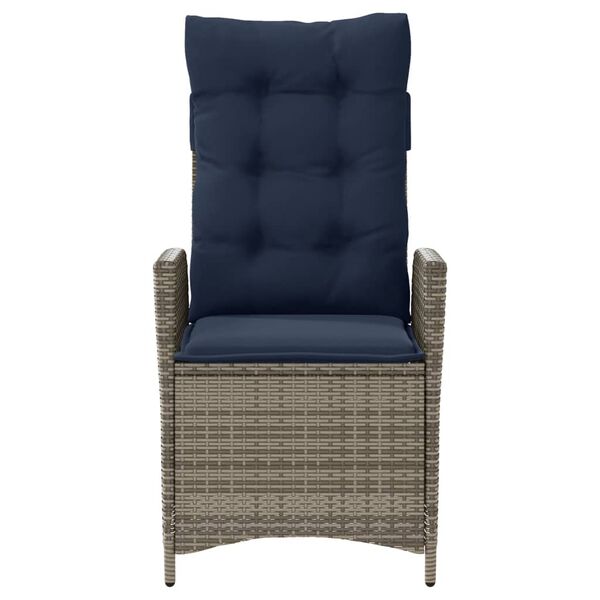 vidaXL 3 Piece Bistro Set with Cushions Grey Poly Rattan