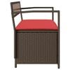 vidaXL Garden Storage Bench with Cushion Brown Poly Rattan