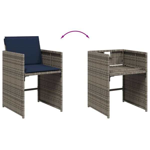 vidaXL 5 Piece Garden Dining Set with Cushions Grey Poly Rattan