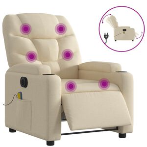 vidaXL Electric Massage Recliner Chair Cream Fabric