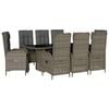 vidaXL 9 Piece Garden Dining Set with Cushions Grey Poly Rattan