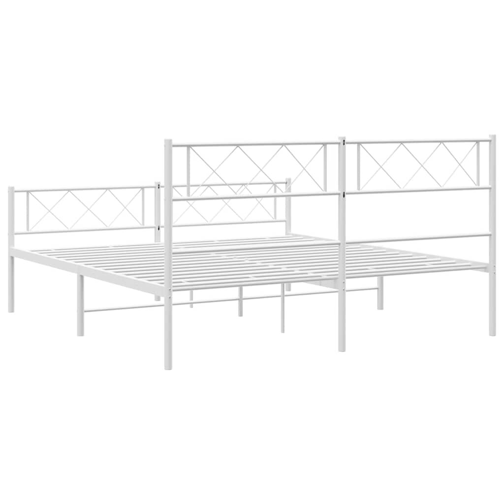 vidaXL Metal Bed Frame without Mattress with Footboard White 135x190cm