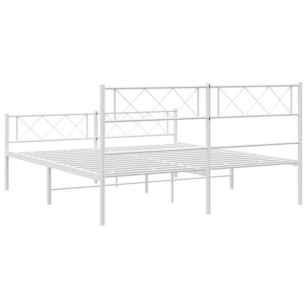 vidaXL Metal Bed Frame without Mattress with Footboard White 135x190cm