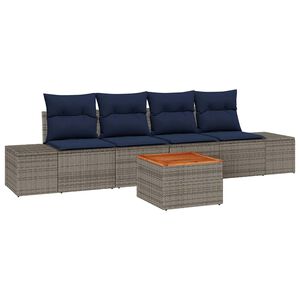 vidaXL Garden Sofa Set with Cushion 5 pcs Grey Poly Rattan