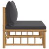 vidaXL Garden Middle Sofa with Dark Grey Cushions Bamboo