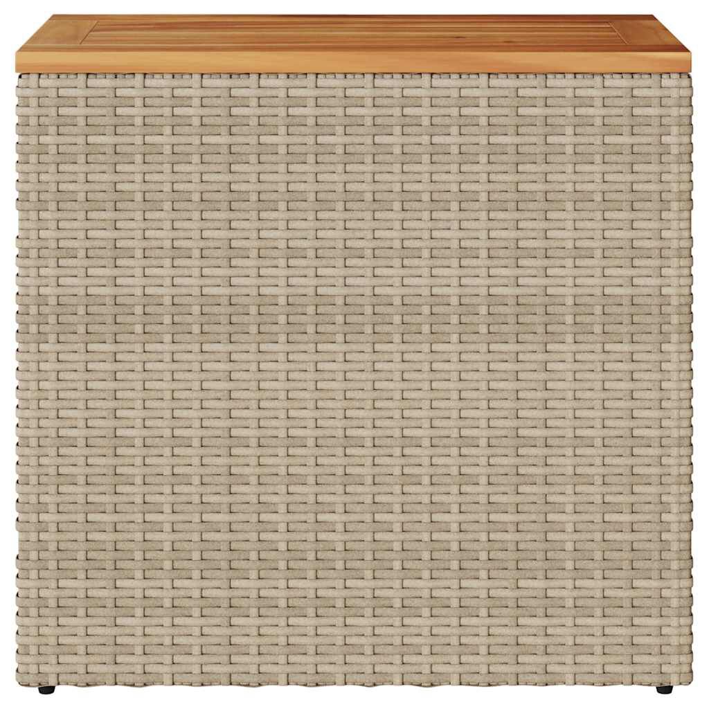 vidaXL Garden Side Table with Wooden Top Beige 58x27.5x55 cm Poly Rattan