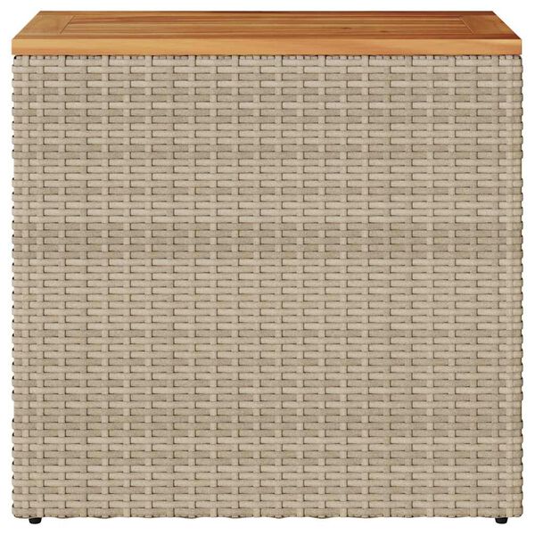 vidaXL Garden Side Table with Wooden Top Beige 58x27.5x55 cm Poly Rattan