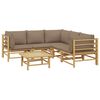 vidaXL 6 Piece Garden Lounge Set with Taupe Cushions Bamboo