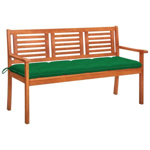 vidaXL 3-Seater Garden Bench with Cushion 150 cm Solid Eucalyptus Wood