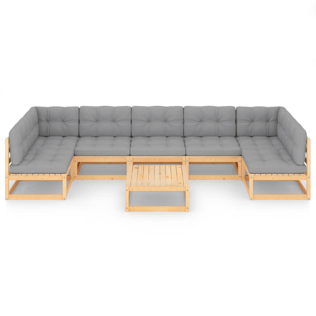 vidaXL 8 Piece Garden Lounge Set with Cushions Solid Pinewood