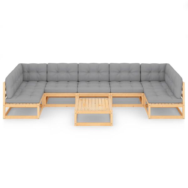 vidaXL 8 Piece Garden Lounge Set with Cushions Solid Pinewood