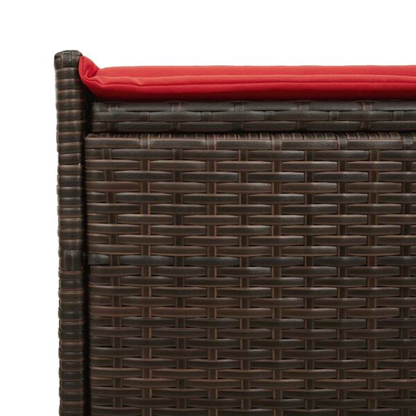 vidaXL Outdoor Storage Bench with Cushion Brown 100 cm Poly Rattan