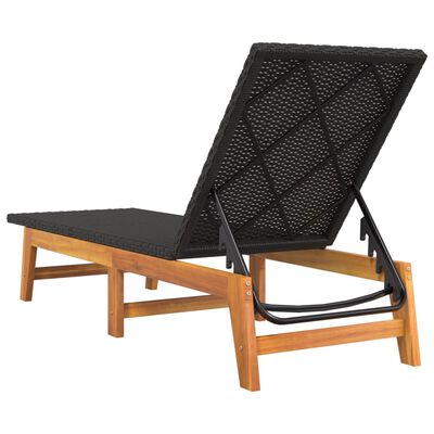 vidaXL Sun Loungers 2 pcs Black and Brown Poly Rattan&Solid Wood Acacia