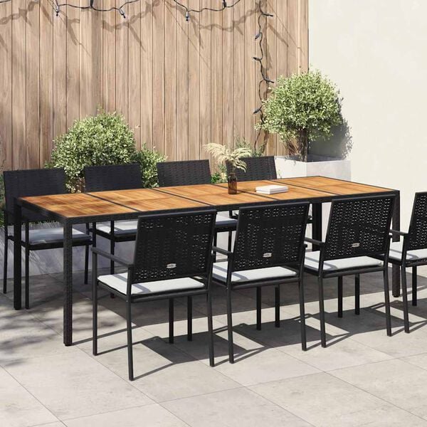 vidaXL Garden Dining Table Black 250 x 100 x 75 cm Poly rattan