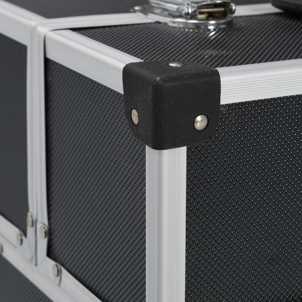 vidaXL Tool Case 38x22.5x34 cm Black Aluminum